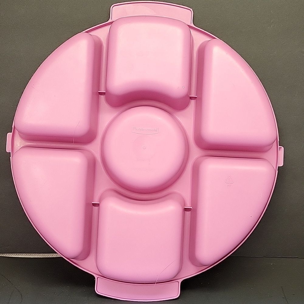 VTG Rubbermaid Servin Saver 12" Round Vegetable Fruit Dip Tray 0259 Pink Rose - Picture 4 of 15